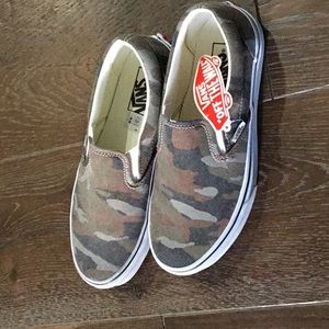 Vans camo slip on shoes